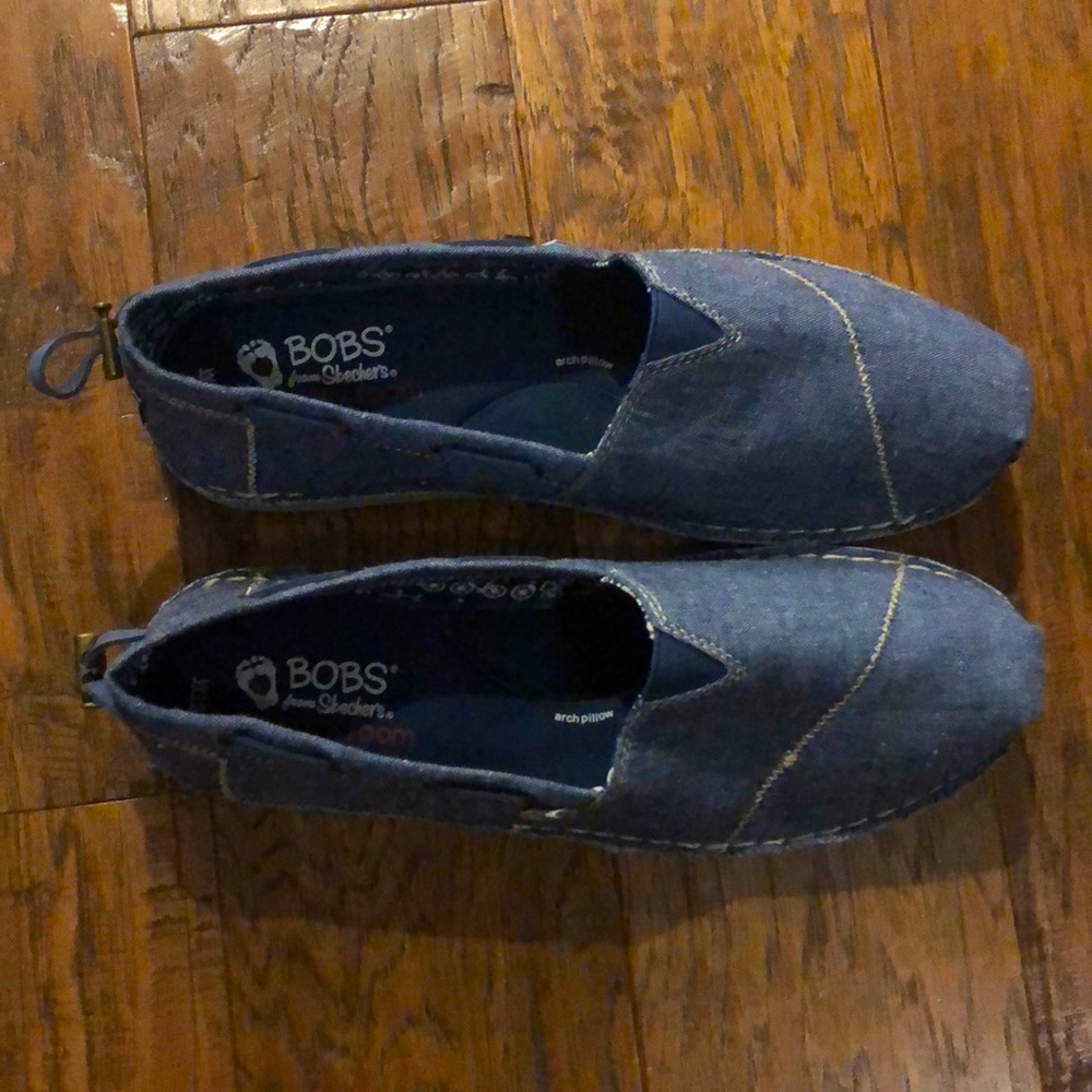 BOBs from Sketchers memory foam slip on shoes.